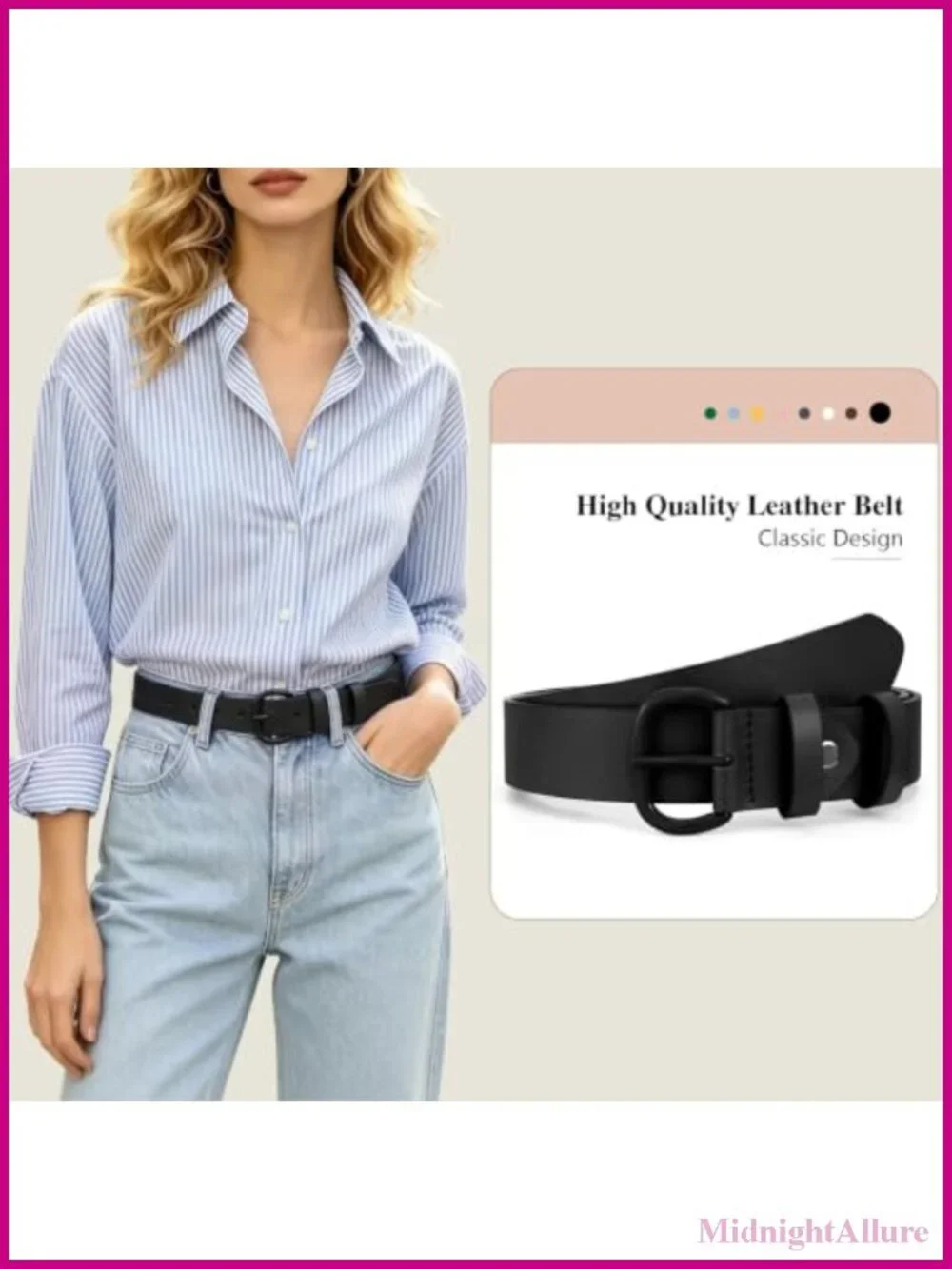 Women Leather Belt with Pin Buckle Adjustable for Jeans Pants Dresses